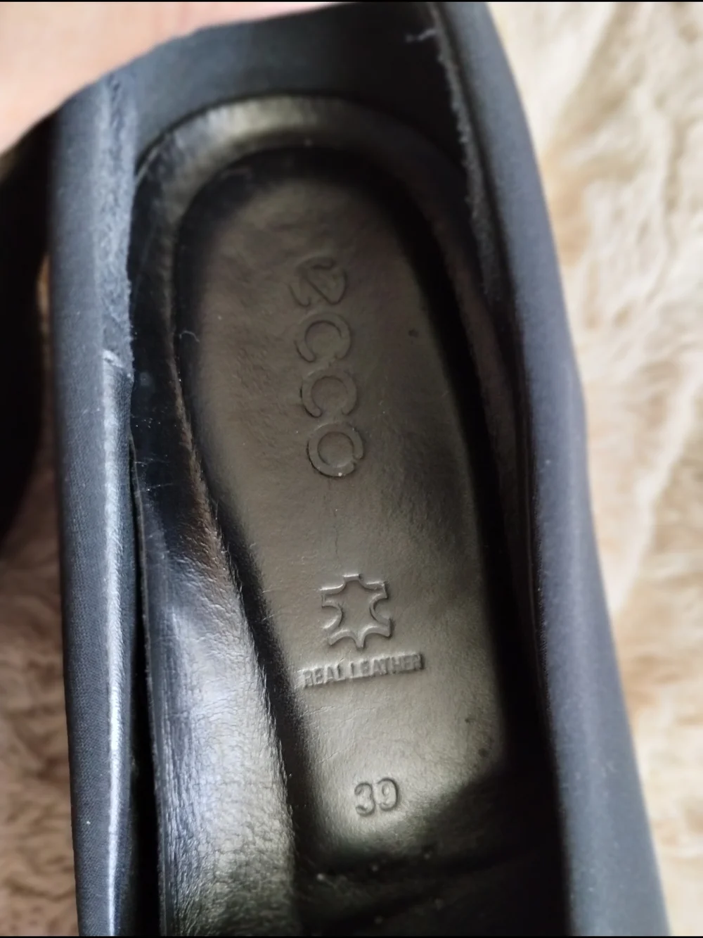 ECCO Black Stretch Fabric Slip-On Flats Women’s EU 39 Comfort Casual Shoes